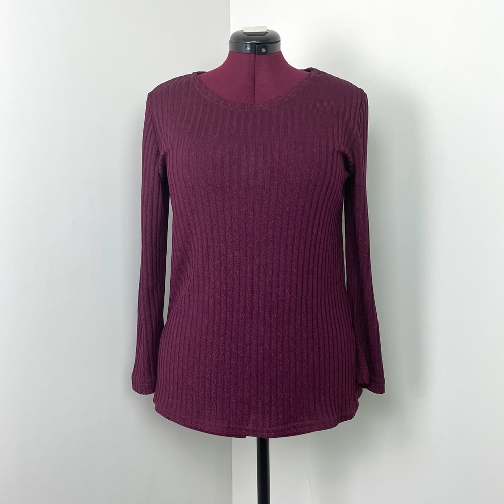 L.L. Martin Burgundy Ribbed Long Sleeve Tee Size 12